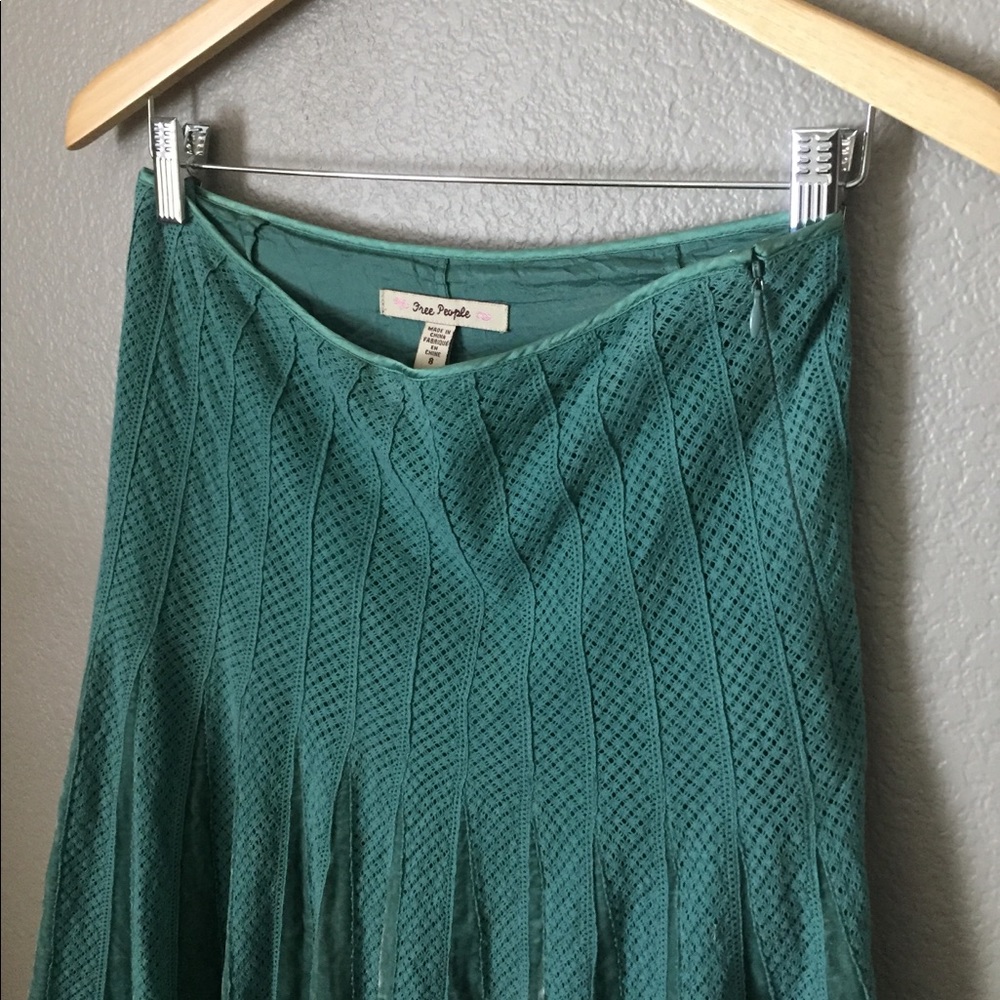Free people velvet and crocheted midi skirt